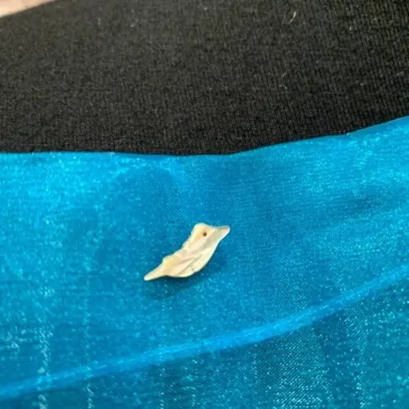 Handmade Upcycled Shiny Beaded Aqua Blue Lightweight Formal Sheer Poncho - Picture 3 of 8